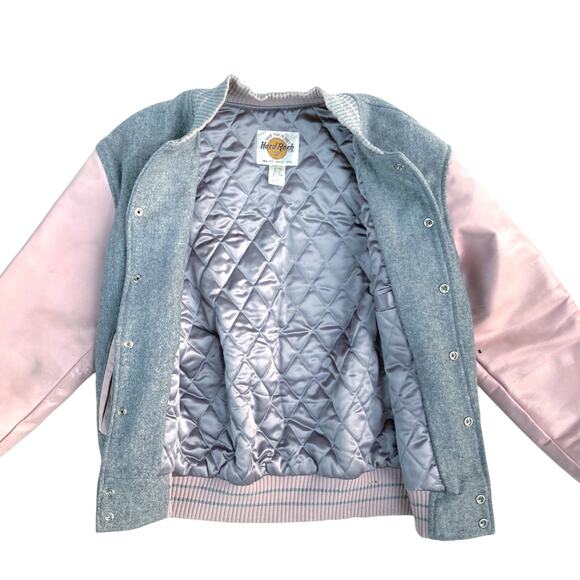 Vintage Hard Rock Maui Varsity Jacket | Pink & Gray Wool | Y2K Streetstyle | M - Picture 9 of 16